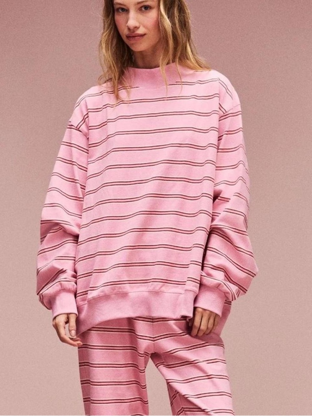 NEW Parke Pink "Sweetheart Stripe" Mockneck Sweatshirt